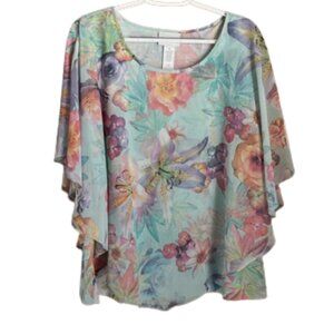 NWT size 18 Alfred Dunner Floral Sleeved Poncho Blouse